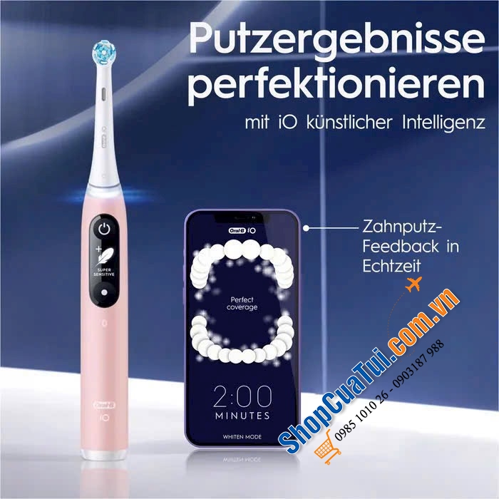 BÀN CHẢI ORAL B IO SERIES 6 LUXE MÀU HỒNG - Made in Germany.