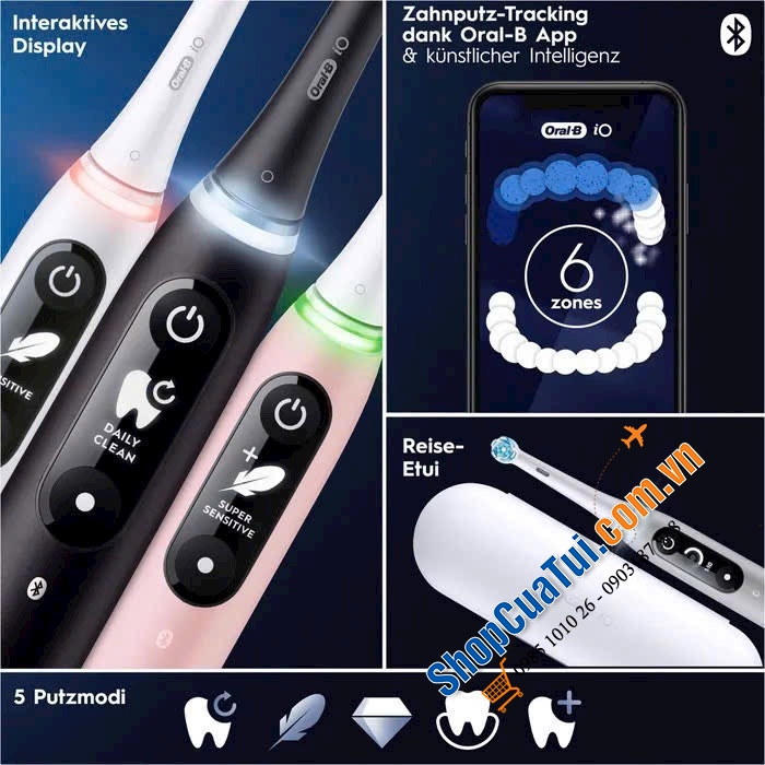 BÀN CHẢI ORAL B IO SERIES 6 LUXE MÀU HỒNG - Made in Germany.