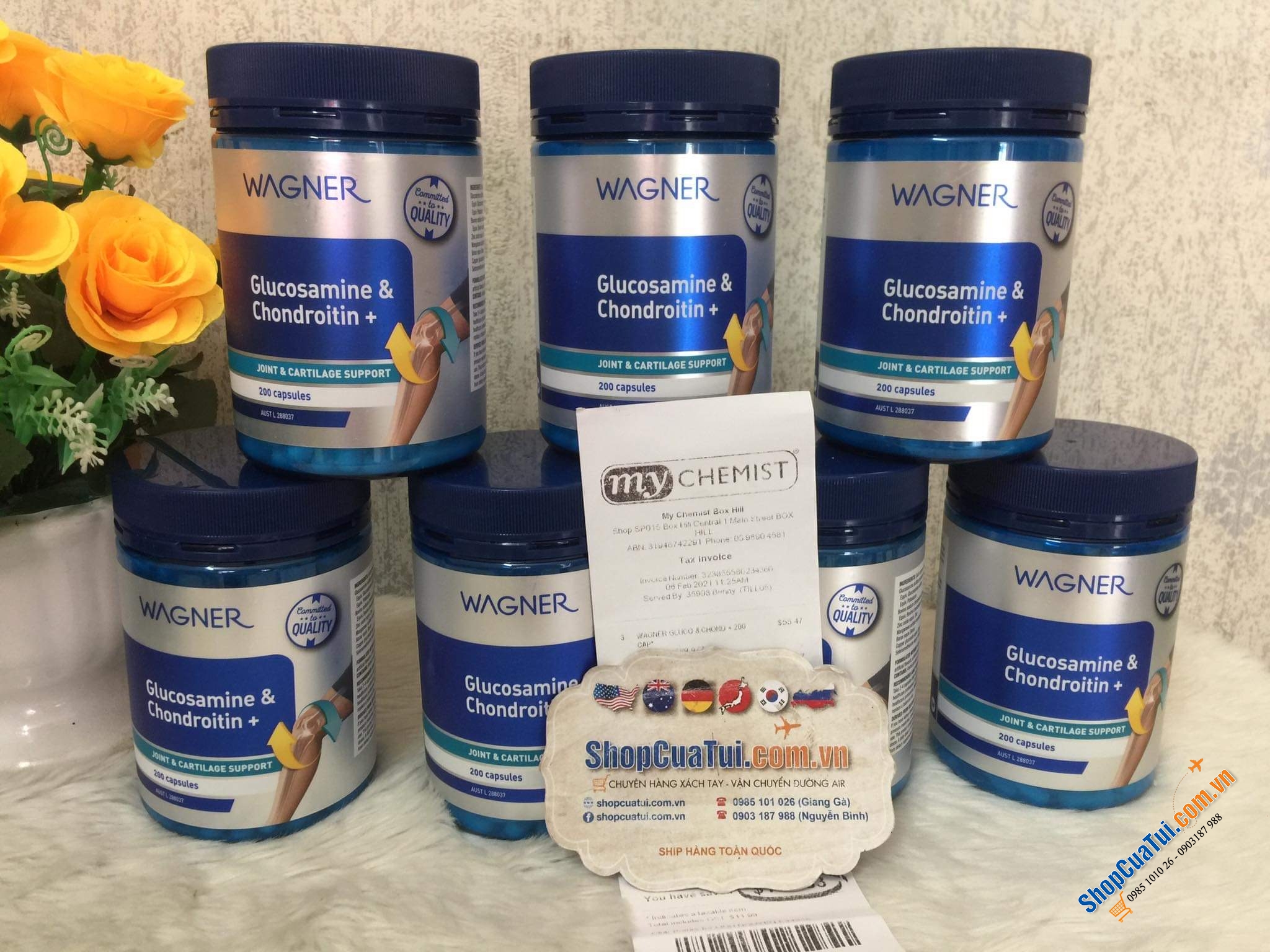 Cho ai vừa bị khớp lại đau dạ dày - Viên con nhộng Wagner Glucosamine & Chondroitin + 200 viên giúp duy trì độ co dãn khớp, sức mạnh và khả năng đàn hồi của sụn khớp