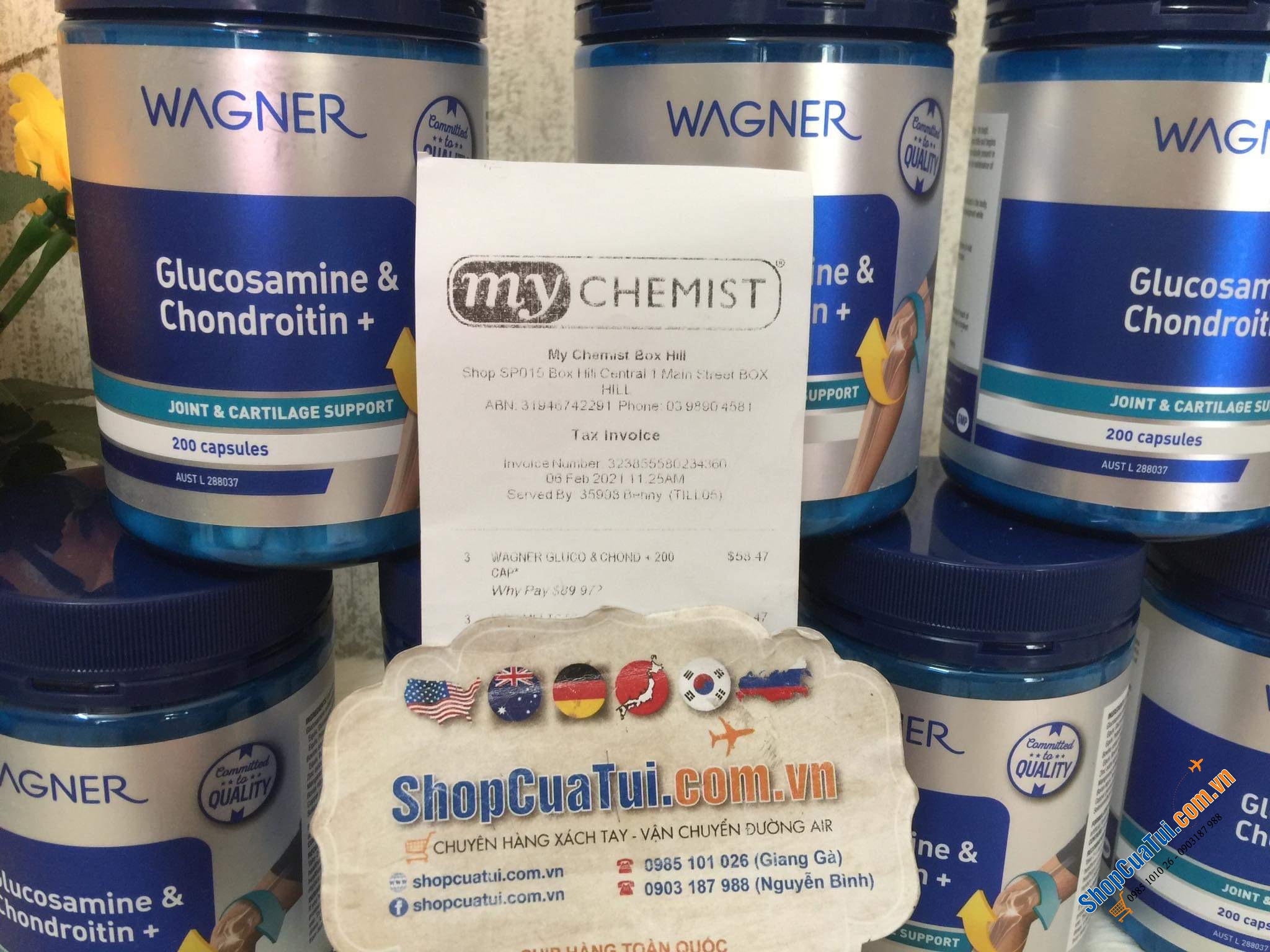 Cho ai vừa bị khớp lại đau dạ dày - Viên con nhộng Wagner Glucosamine & Chondroitin + 200 viên giúp duy trì độ co dãn khớp, sức mạnh và khả năng đàn hồi của sụn khớp