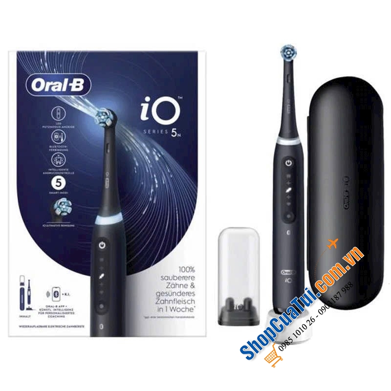 Bàn chải đánh răng điện Oral-B iO Series 5 Personallised clean màu: ĐEN VÀ TRẮNG - Made in Germany.