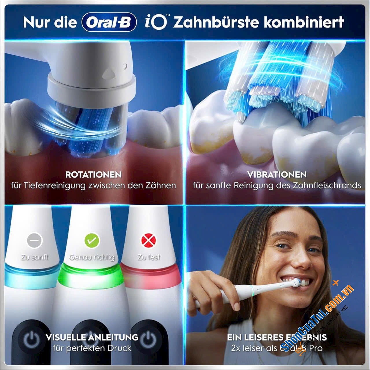 Bàn chải đánh răng điện Oral-B iO Series 5 Personallised clean màu: ĐEN VÀ TRẮNG - Made in Germany.