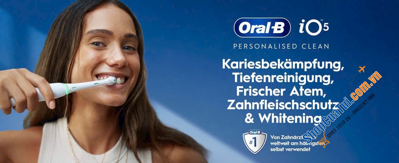 Bàn chải đánh răng điện Oral-B iO Series 5 Personallised clean màu: ĐEN VÀ TRẮNG - Made in Germany.