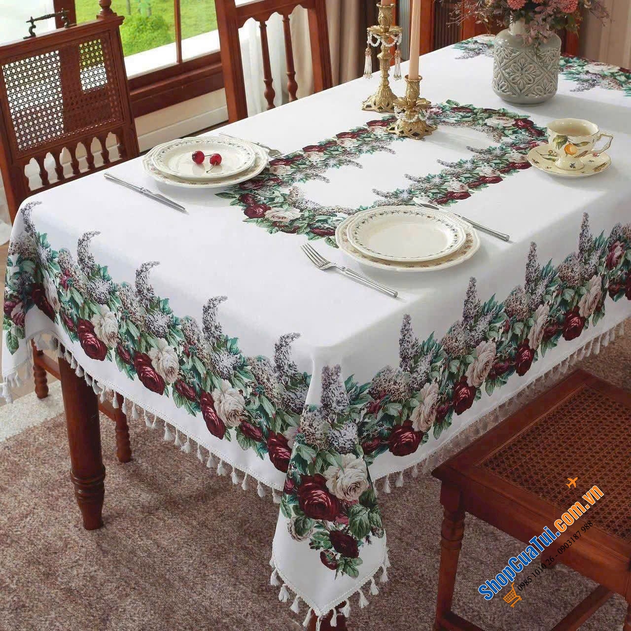 Khăn trải bàn Giáng sinh cao cấp Size 180x280cm.