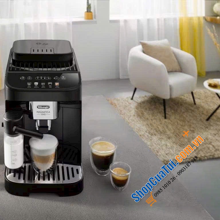 MÁY PHA CÀ PHÊ DELONGHI MAGNIFICA EVO ECAM290.61.B MÀU ĐEN - Made in Romania.