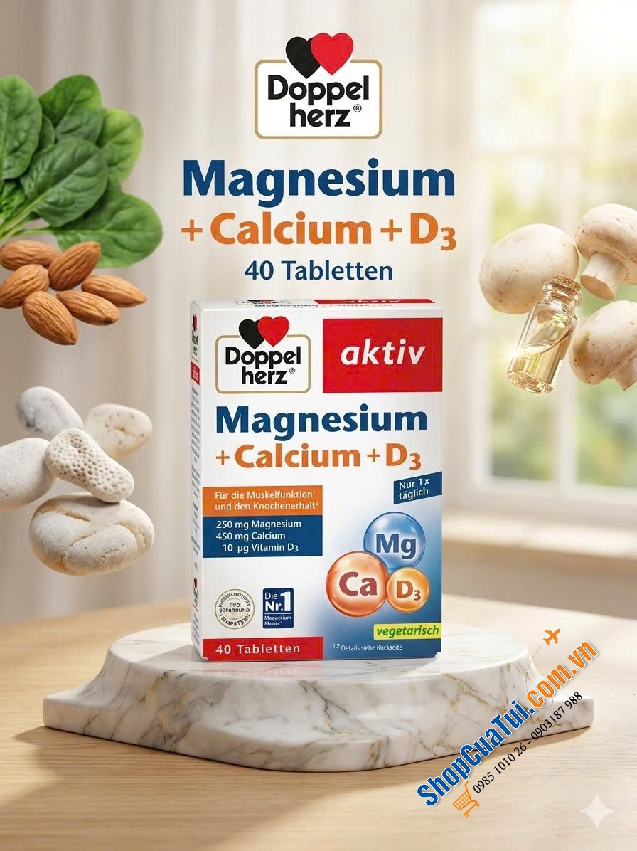 Viên uống hỗ trợ cơ xương Magnesium Calcium D3 Dopplherz.