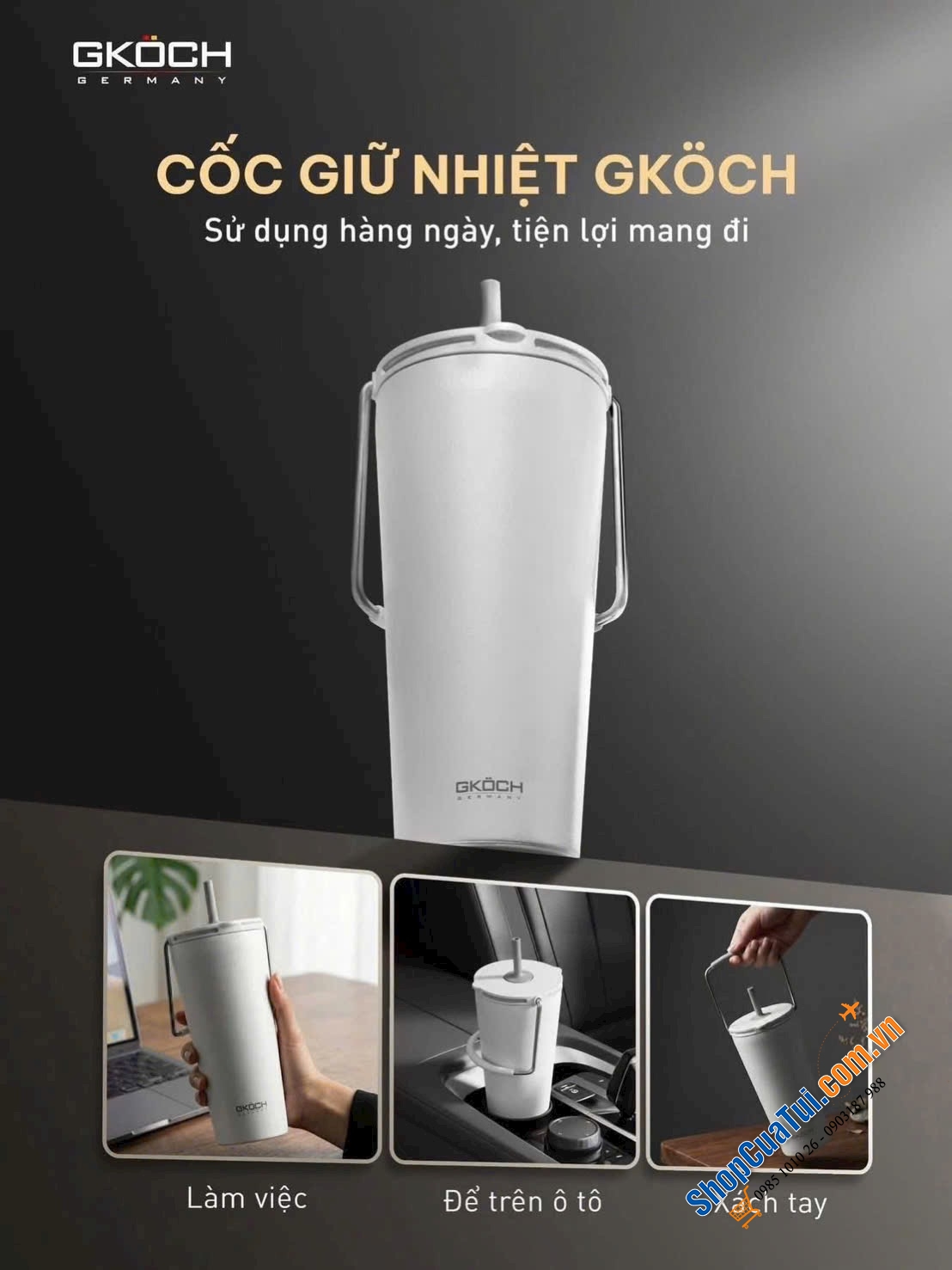 CỐC GIỮ NHIỆT GKÖCH 600ML – GIẢI PHÁP CHO NGƯỜI BẬN RỘN.