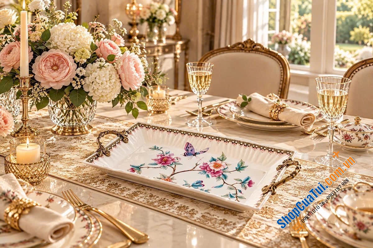 Khay gốm sứ Âu Mỹ cao cấp.