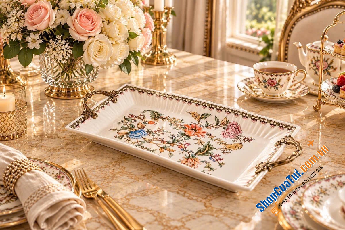Khay gốm sứ Âu Mỹ cao cấp.