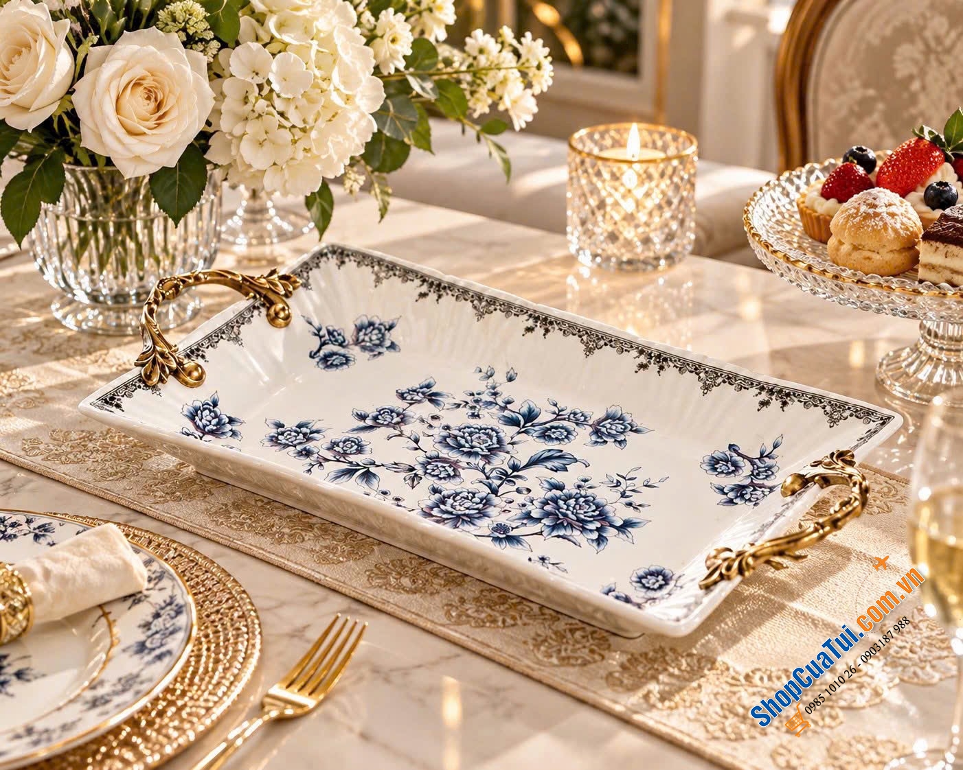 Khay gốm sứ Âu Mỹ cao cấp.