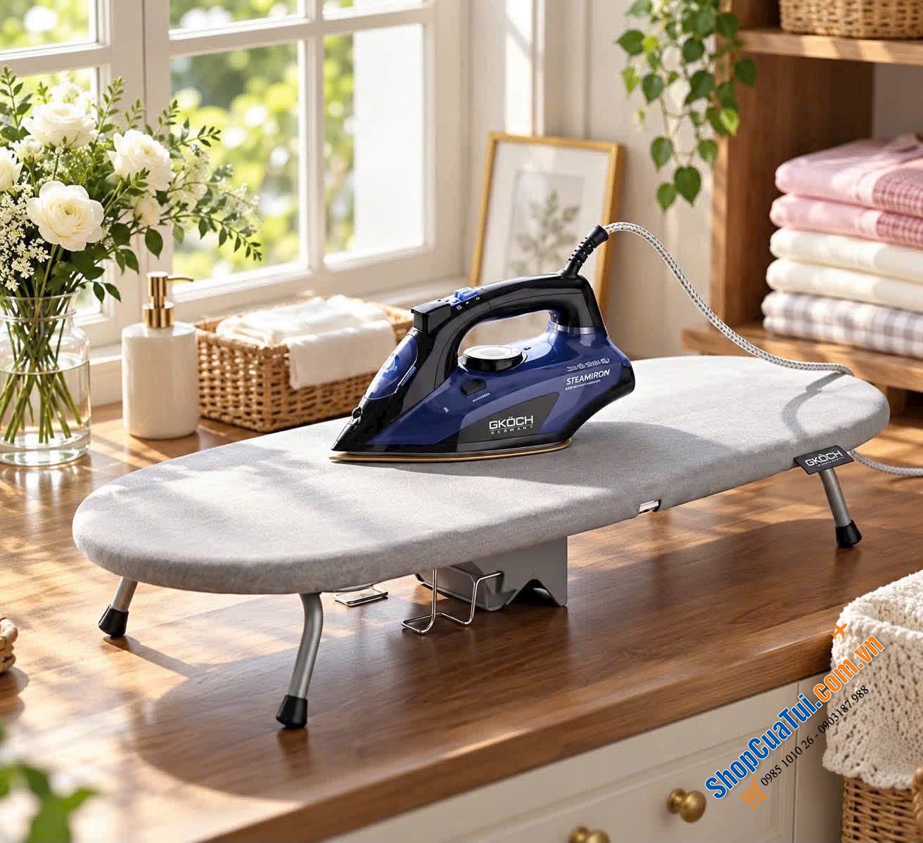 CẦU LÀ ĐỂ BÀN GẤP GỌN GKÖCH – NHÀ NHỎ VẪN LÀ QUẦN ÁO THOẢI MÁI.