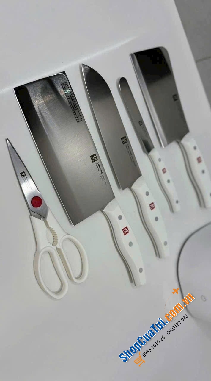 Bộ dao 6 món Zwilling Twin-Pollux kèm hộp tiệt trùng (màu trắng).