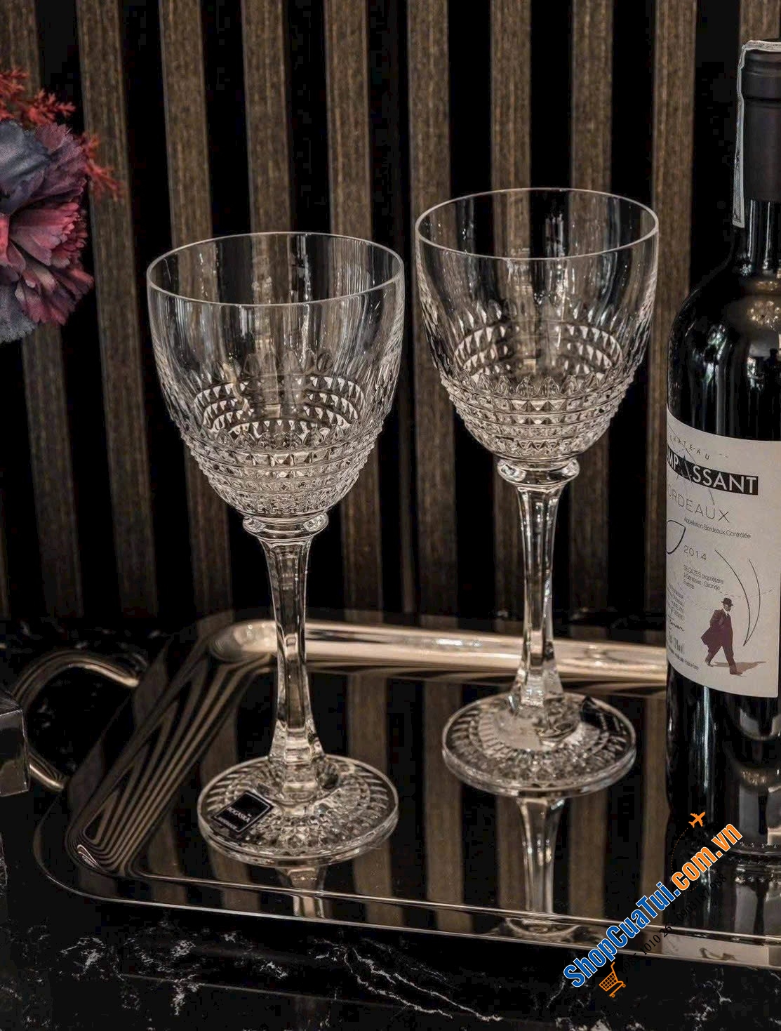 Sét 2 Ly vang  Rogaska Diamond.