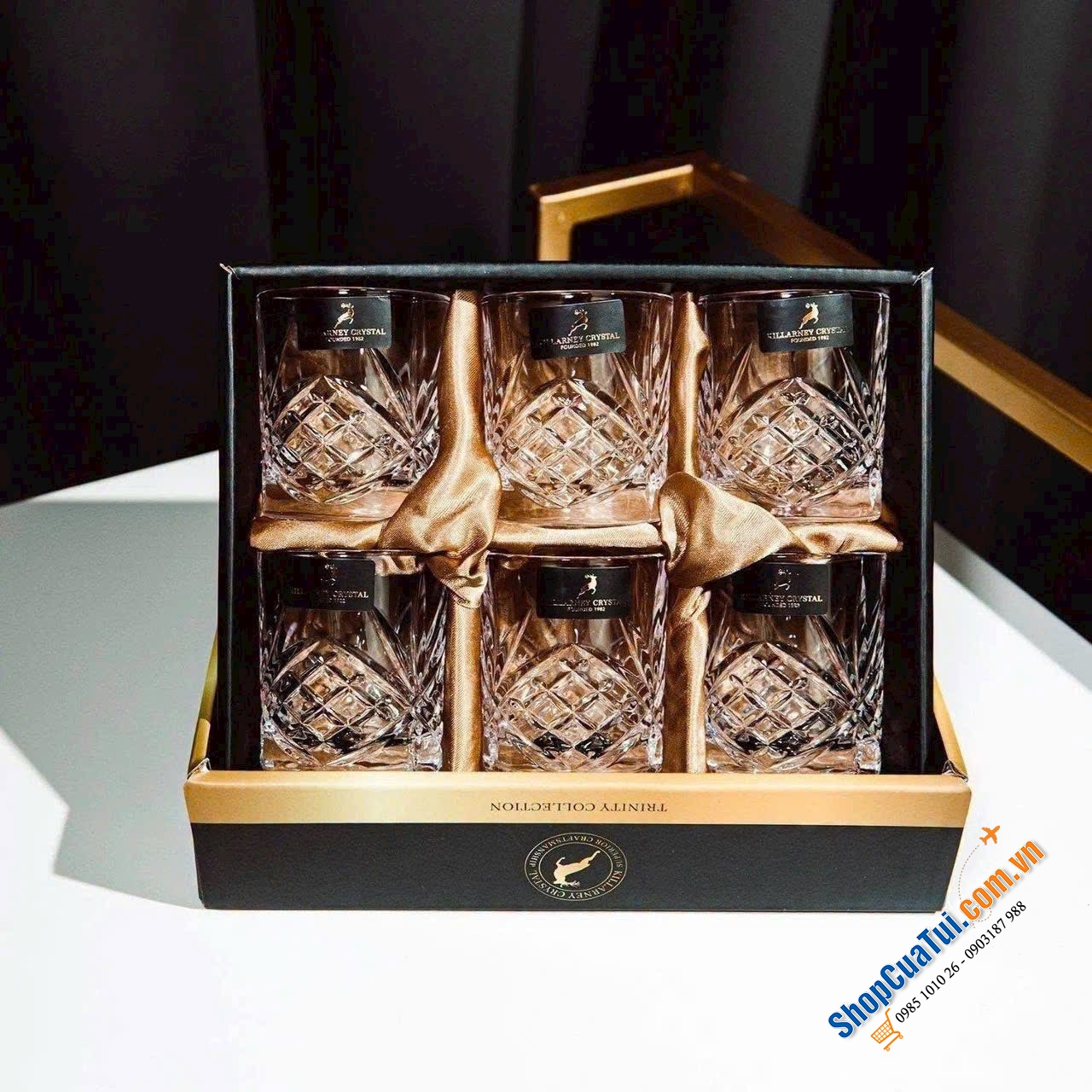 Sét 6 ly uống rượi mạnh Killarney Crystal Trinity 59ml.