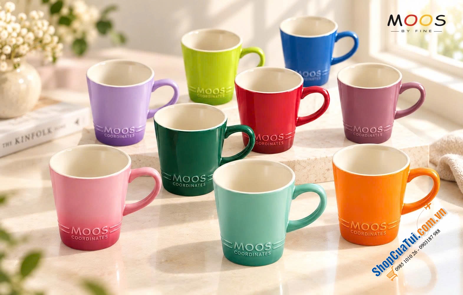 SET 6 CỐC SỨ MOOS By FINE 350ml CỦA ĐỨC (có màu Tím, Hồng, Xanh hoặc mix màu)