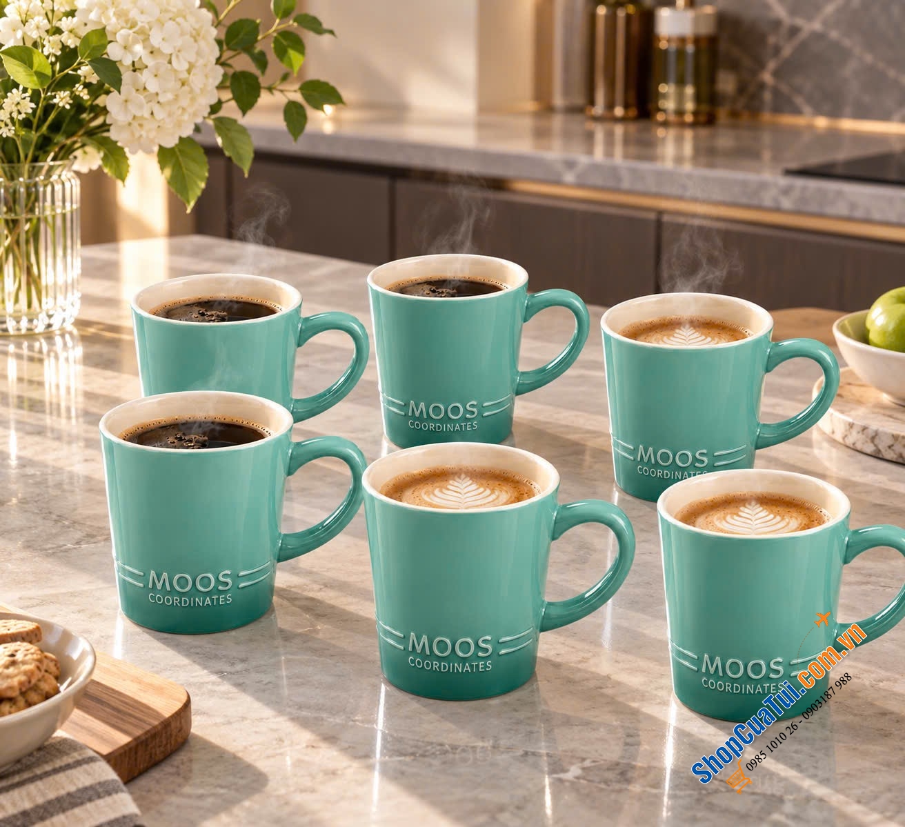 SET 6 CỐC SỨ MOOS By FINE 350ml CỦA ĐỨC (có màu Tím, Hồng, Xanh hoặc mix màu)