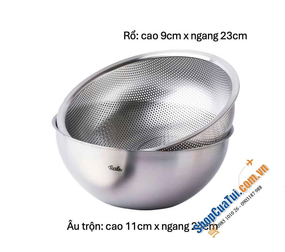 Bộ âu trộn và rổ inox Fissler Essen 24cm.