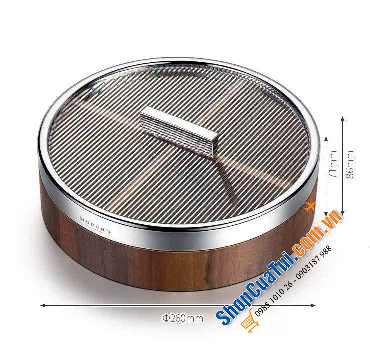KHAY TRÒN CHIA NGĂN CÓ NẮP MODERN – GỖ ÓC CHÓ CAO CẤP.