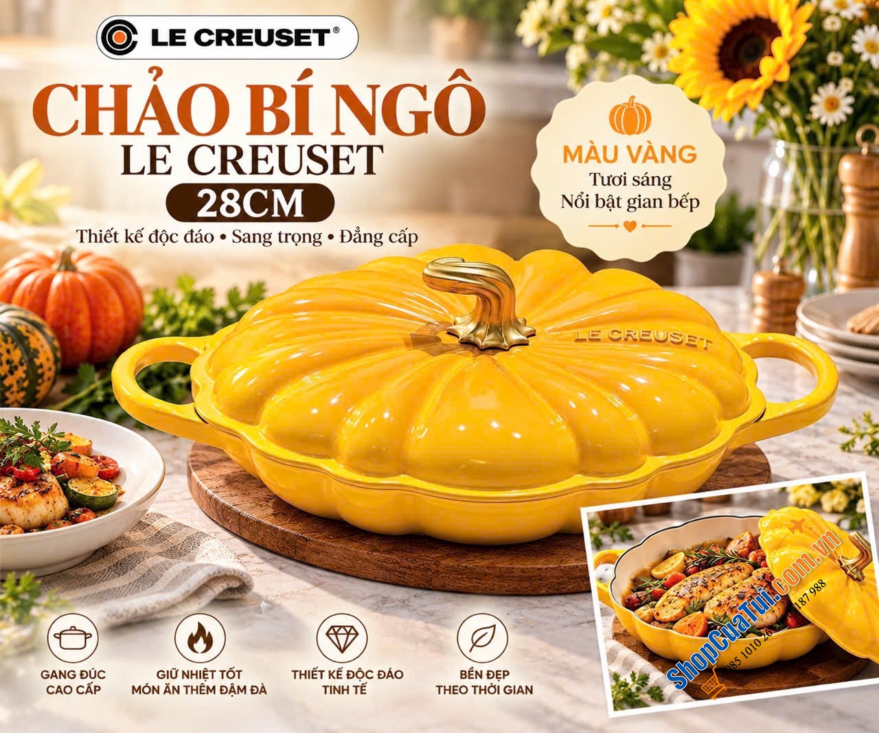 CHẢO BÍ NGÔ LE CREUSET 28CM – SIÊU PHẨM ĐẸP MÊ LY CHO GIAN BẾP.