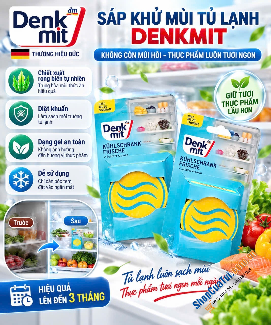 SÁP KHỬ MÙI TỦ LẠNH DENKMIT – ĐỨC.