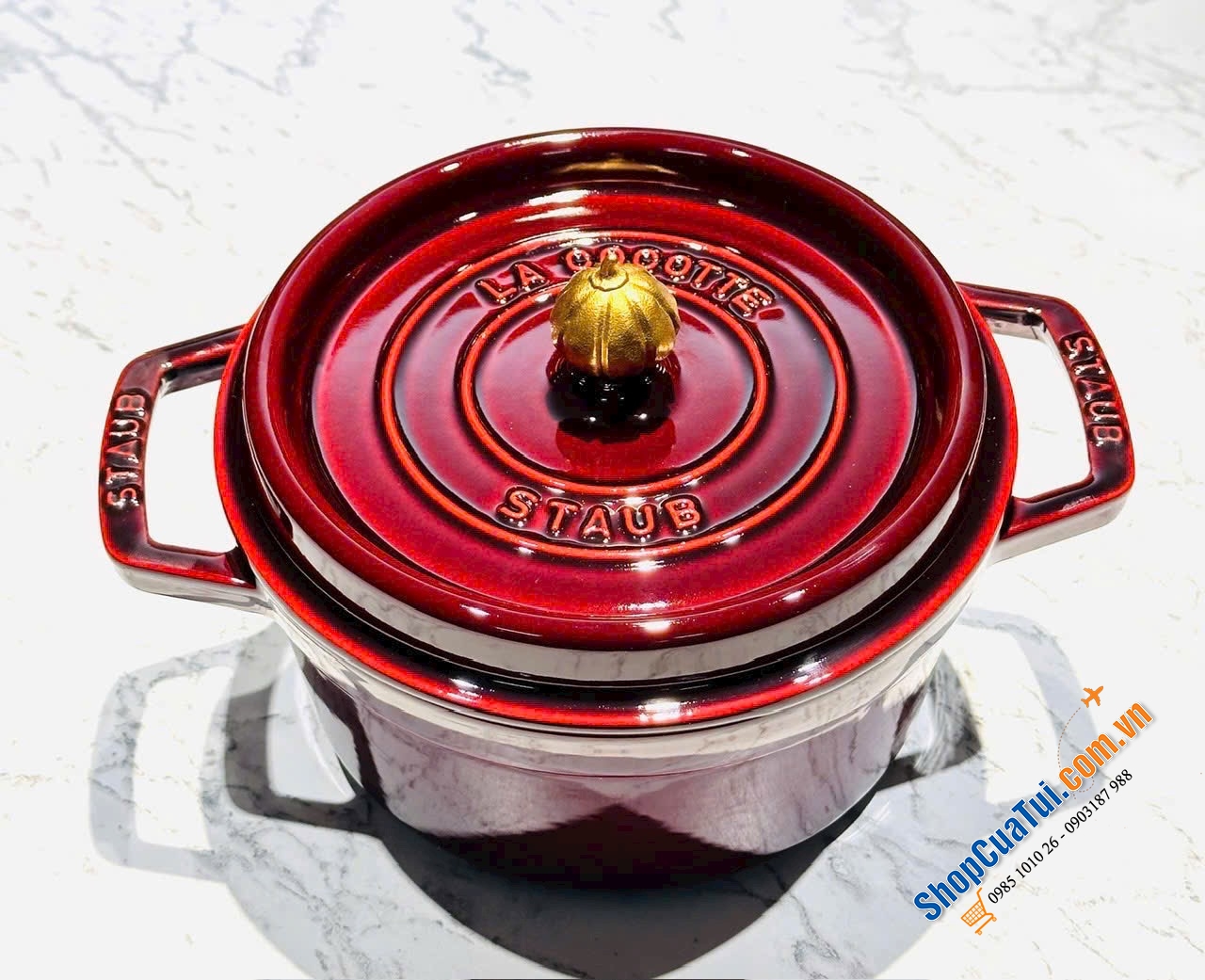 Nồi Staub Grenadine 20 & 26cm, núm bí ngô vàng siêu hiếm.
