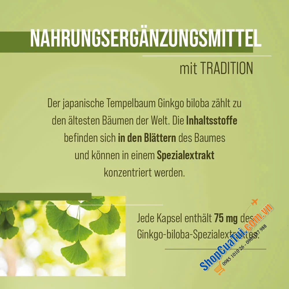 VIÊN BỔ NÃO GINKGO 75MG SANCT BERNHARD - lọ 240 viên.