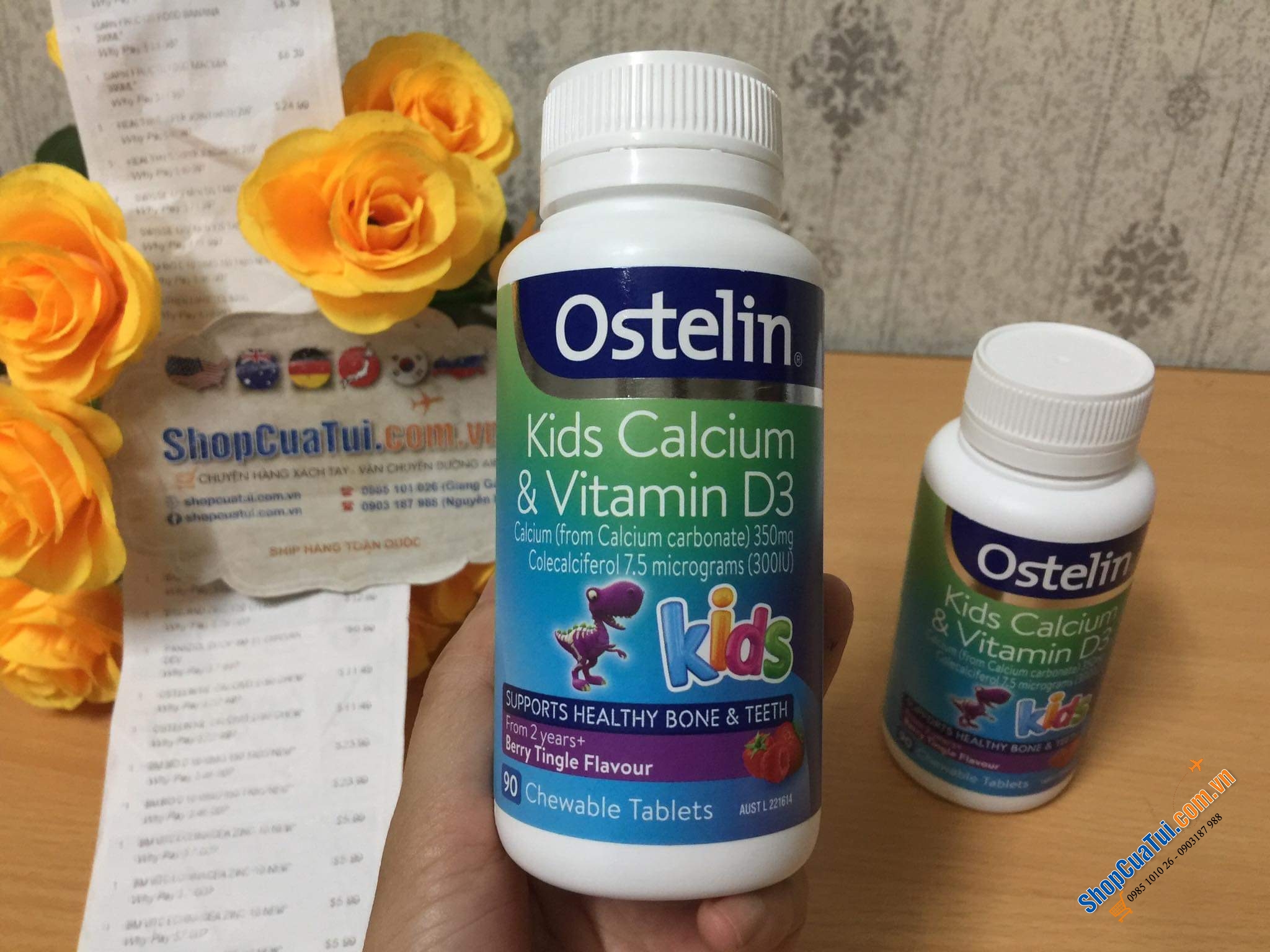 Canxi khủng long cho bé - VIÊN NHAI BỔ SUNG CANXI VÀ VITAMIN D CHO BÉ lọ 90 viên - Ostelin Kids Calcium & Vitamin D3 90 Chewable Tablets