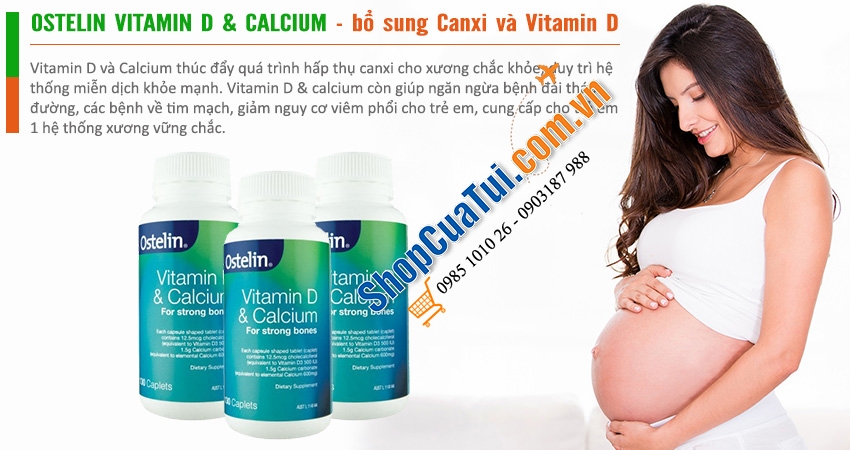 Canxi cho người lớn và trẻ em trên 12 tuổi Ostelin Calcium & Vitamin D3 - 130 Tablets - được khuyên dùng cho cả mẹ bầu và cho con bú