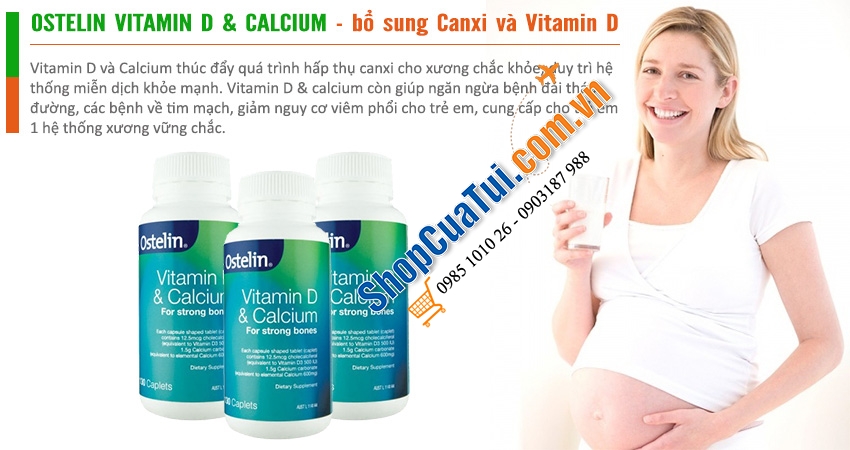 Canxi cho người lớn và trẻ em trên 12 tuổi Ostelin Calcium & Vitamin D3 - 130 Tablets - được khuyên dùng cho cả mẹ bầu và cho con bú