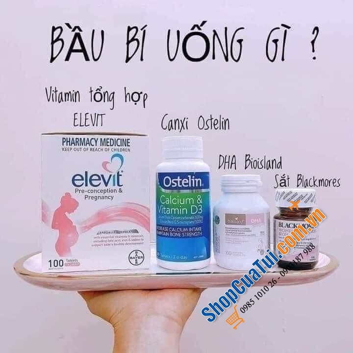 Canxi cho người lớn và trẻ em trên 12 tuổi Ostelin Calcium & Vitamin D3 - 130 Tablets - được khuyên dùng cho cả mẹ bầu và cho con bú