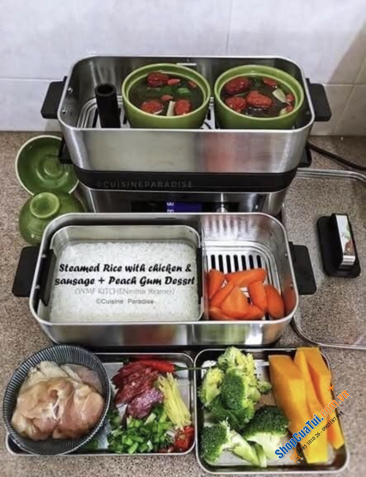 Nồi hấp điện WMF 2 tầng cao cấp: NỒI HẤP 2 tầng WMF CROMARGAN – BÍ QUYẾT CHO GIA ĐÌNH LUÔN MẠNH KHOẺ