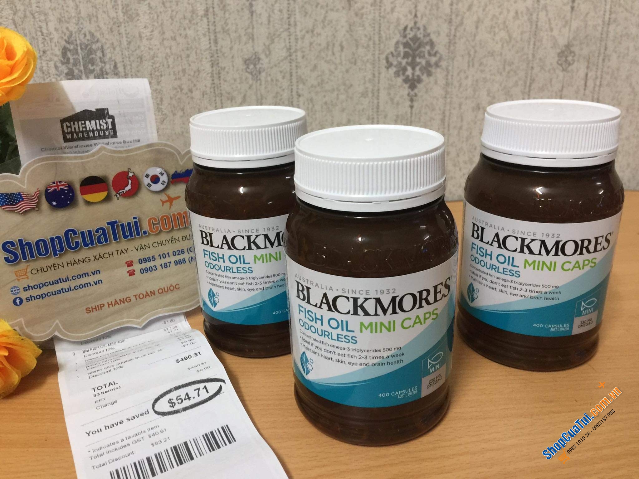 DẦU CÁ KHÔNG MÙI BLACKMORES ODOURLESS FISH OIL1000MG 400 VIÊN MINI