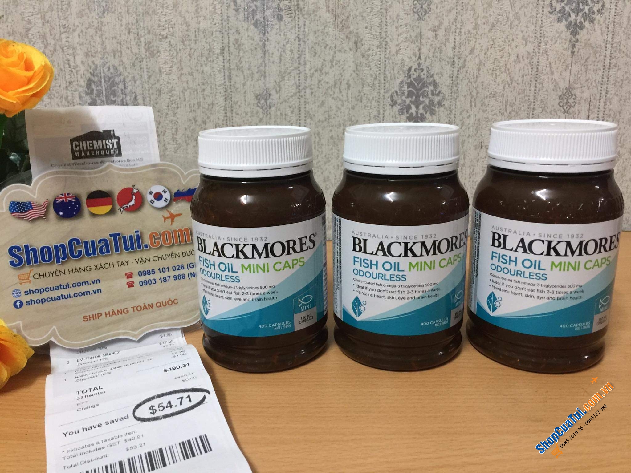 DẦU CÁ KHÔNG MÙI BLACKMORES ODOURLESS FISH OIL1000MG 400 VIÊN MINI