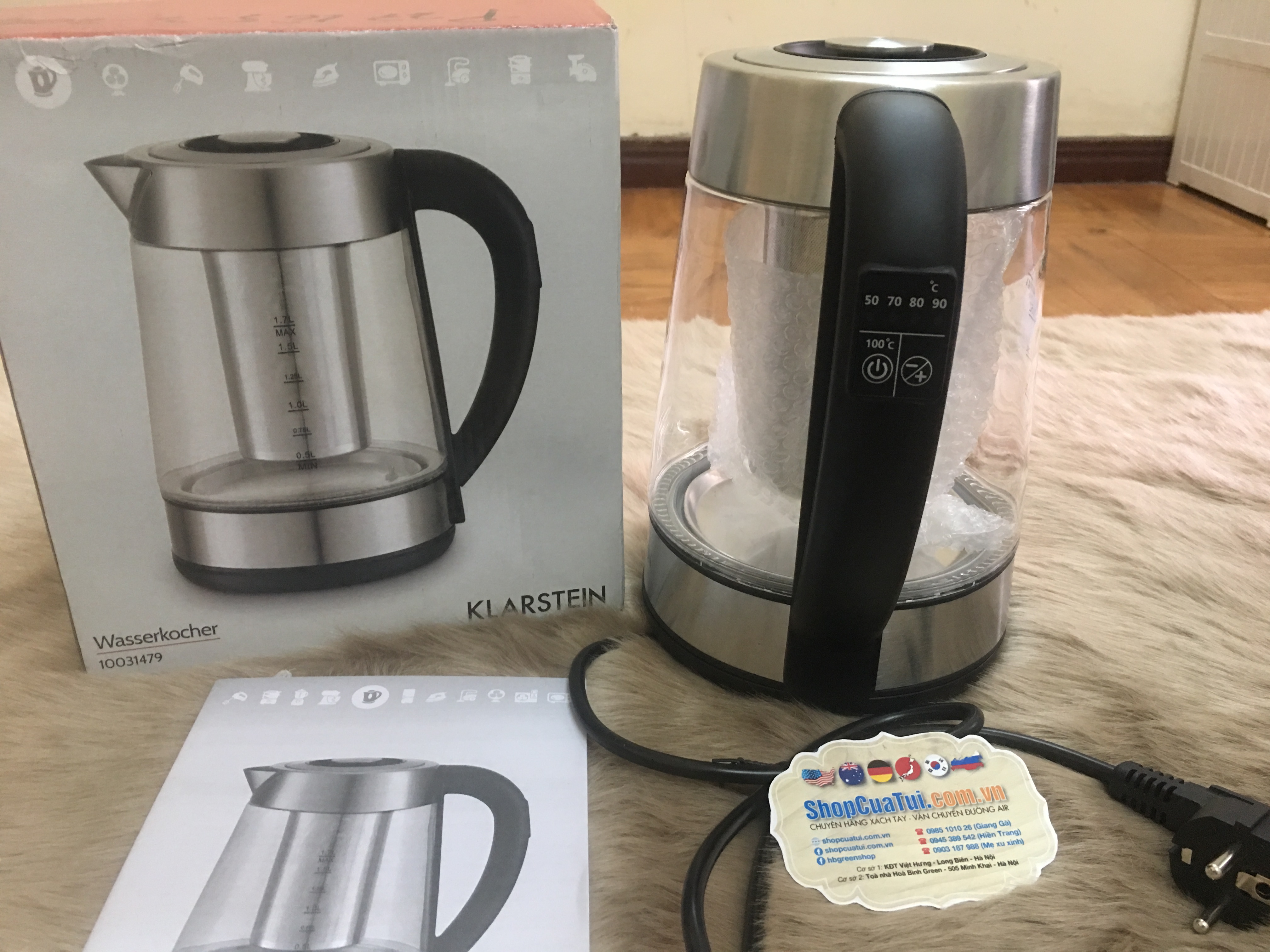 ẤM SIÊU TỐC THUỶ TINH KLARSTEIN 