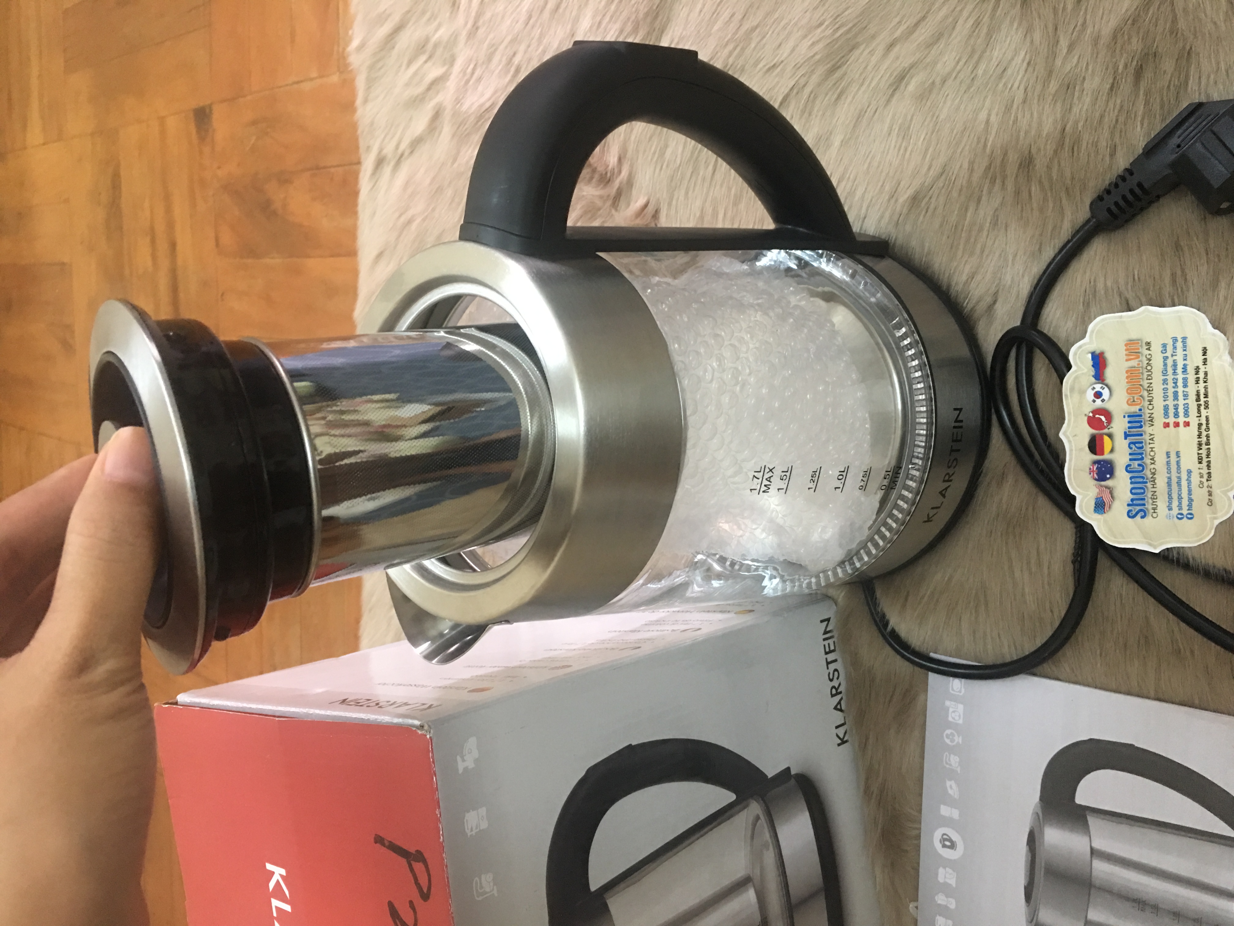 ẤM SIÊU TỐC THUỶ TINH KLARSTEIN 