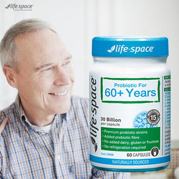 MEN VI SINH ÚC CHO NGƯỜI GIÀ – LIFE SPACE PROBIOTIC FOR 60+ YEARS 60 CAPSULES