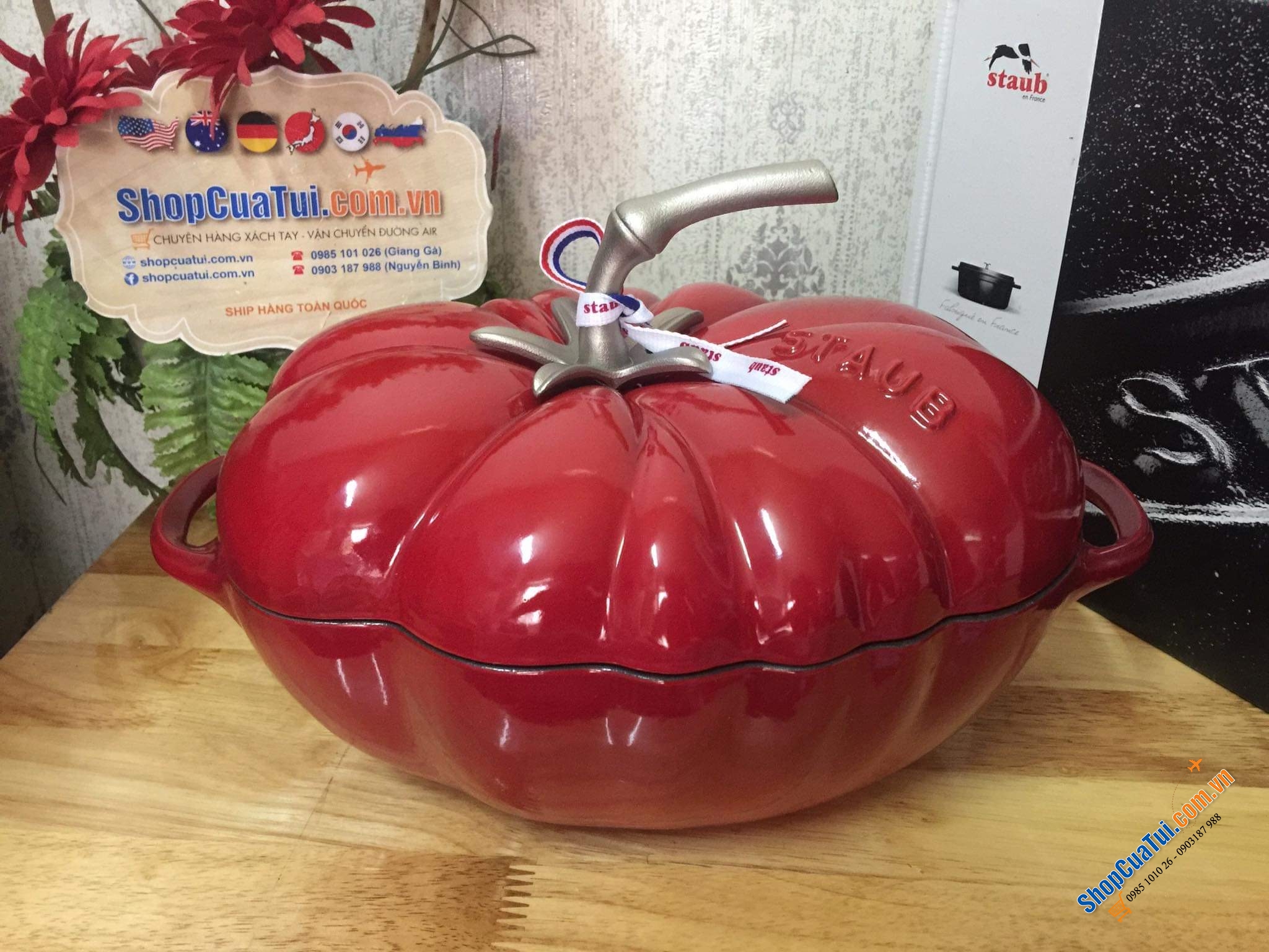 Nồi gang đúc Staub Cà chua màu đỏ anh đào 25cm MADE IN FRANCE - màu đỏ cherry