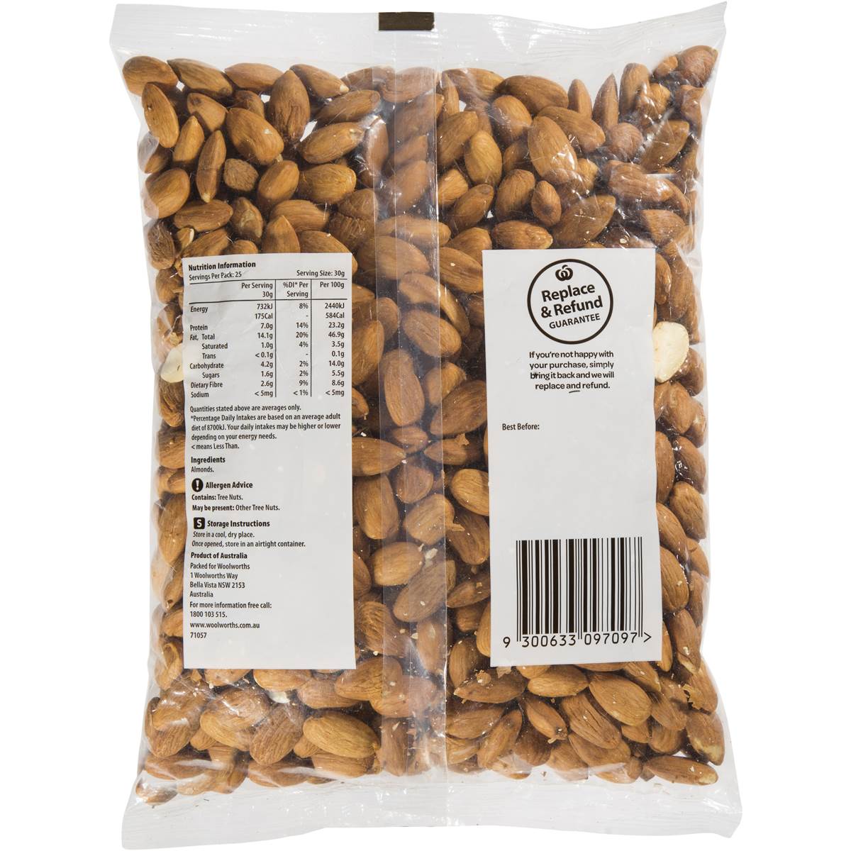 Hạt Hạnh Nhân Úc - Woolworths Almonds 750g Pack