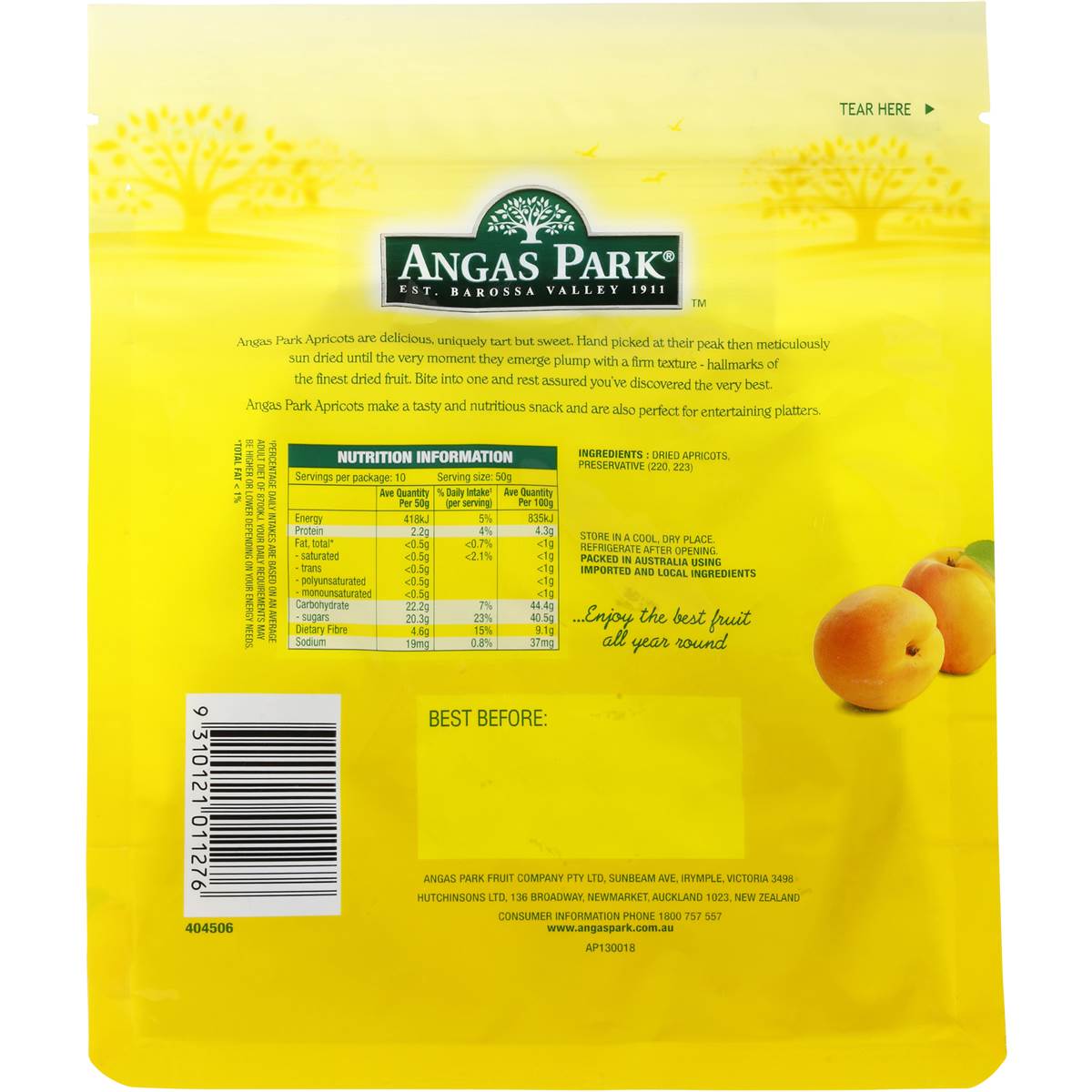 Mơ khô Angas Park Apricot Dried 500g