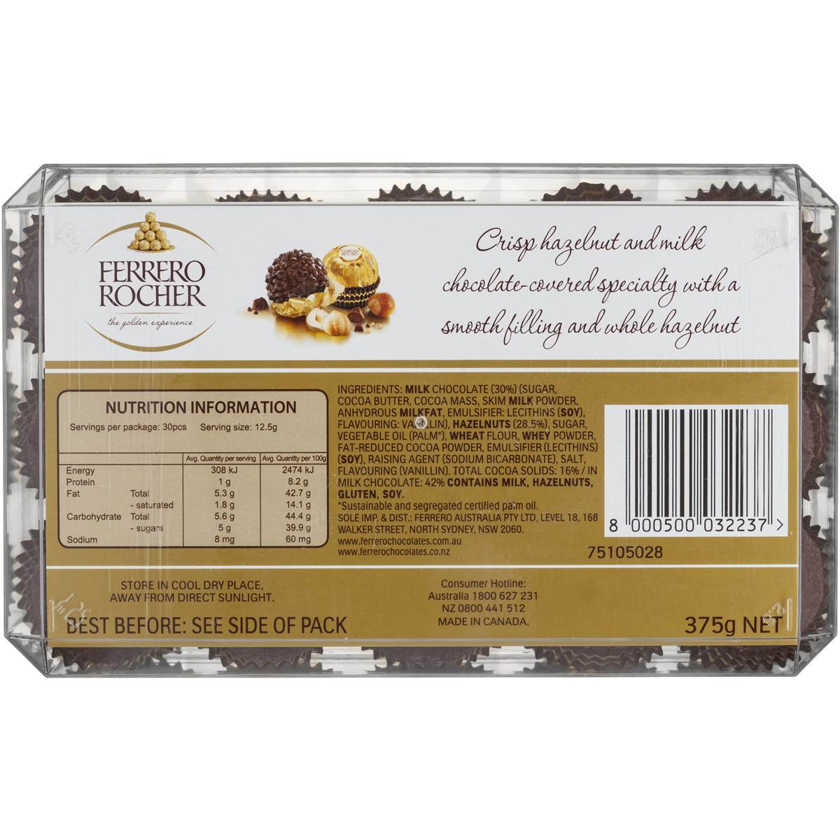 Ferrero Rocher Chocolates 30 viên - hộp 375g