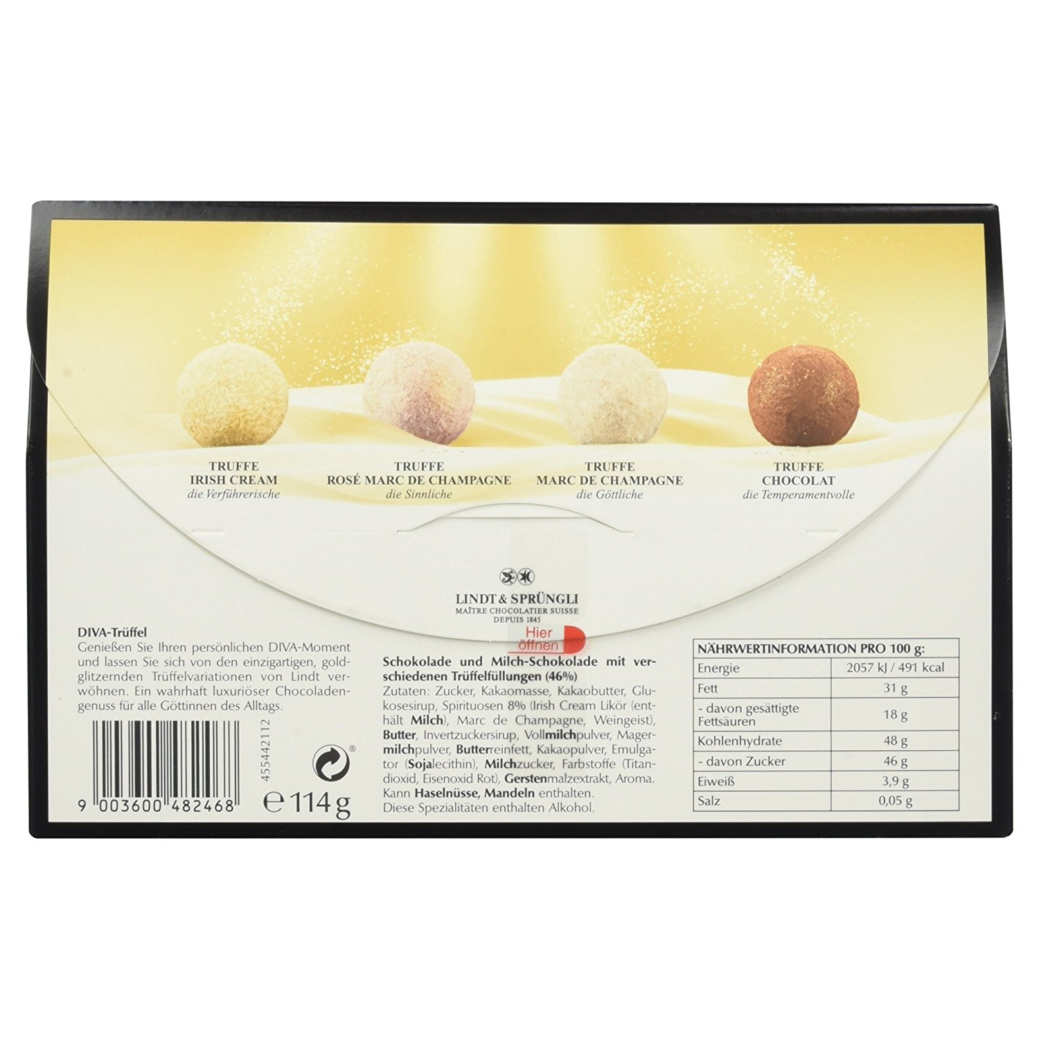 Hộp Lindt DIVA gồm 4 loại Sôcôla Truffe chọn lọc 114g