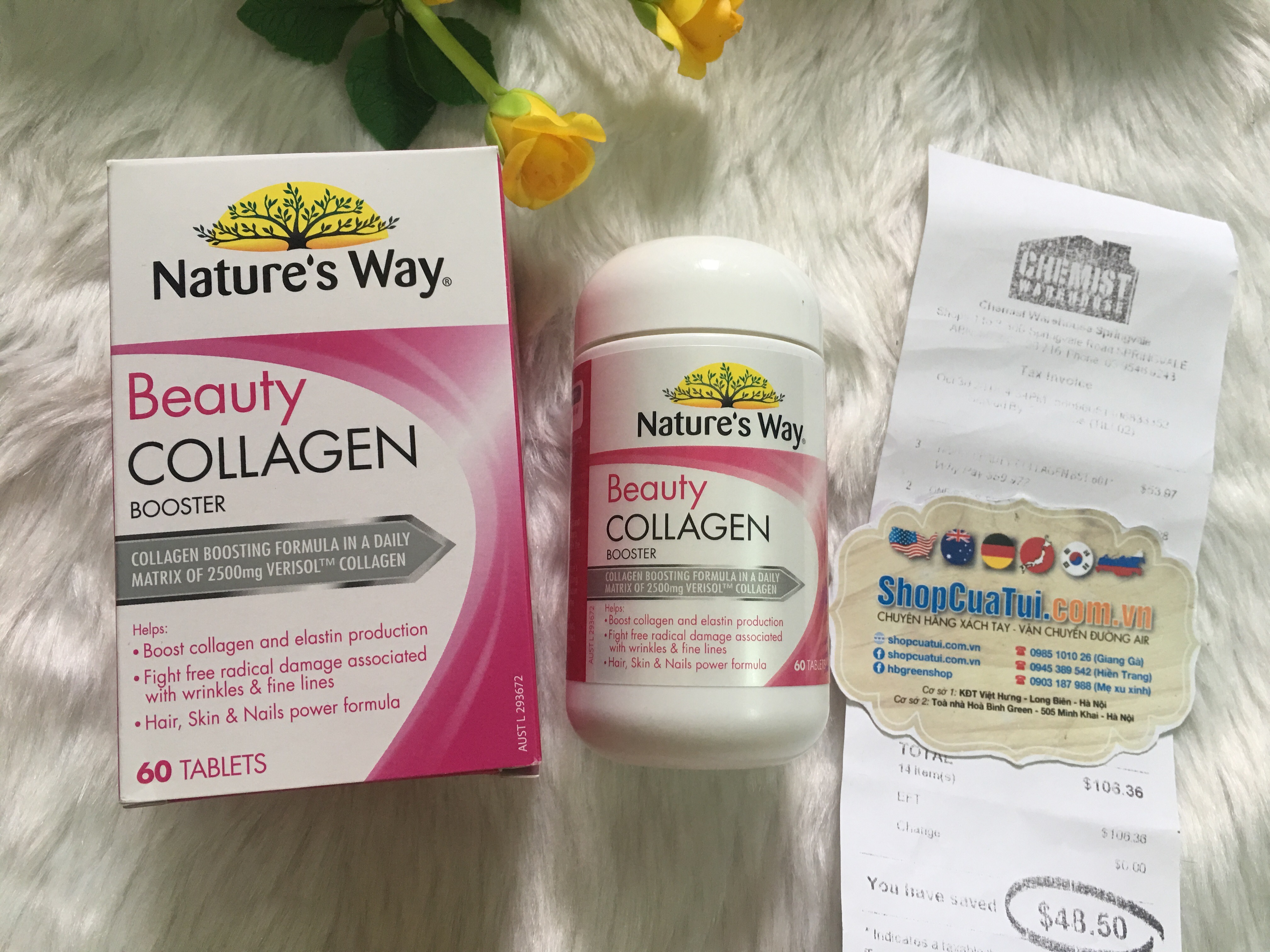 VIÊN UỐNG COLLAGEN LÀM ĐẸP DA, MÓNG, TÓC - NATURE WAY BEAUTY COLLAGEN 60 VIÊN