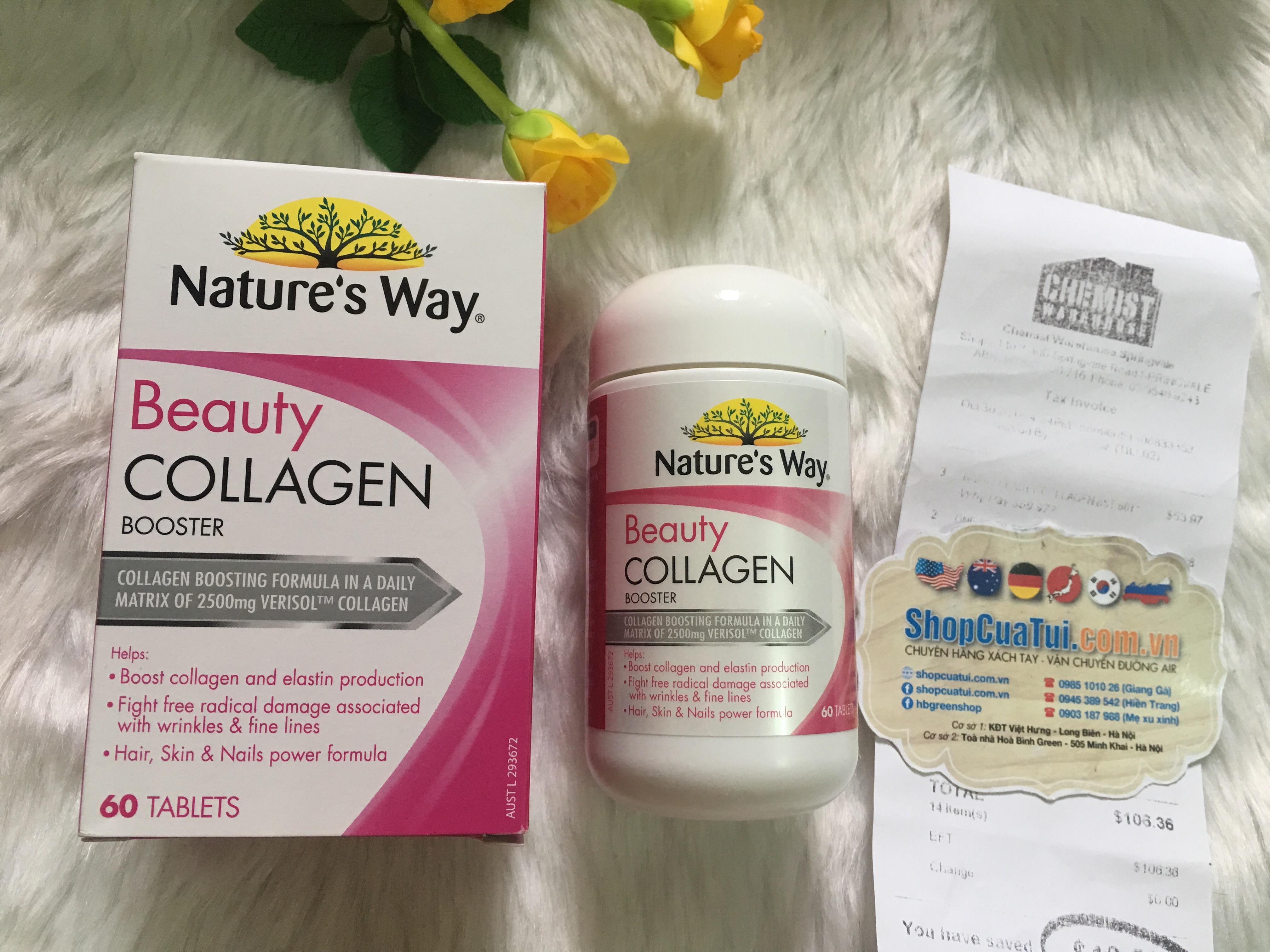 VIÊN UỐNG COLLAGEN LÀM ĐẸP DA, MÓNG, TÓC - NATURE WAY BEAUTY COLLAGEN 60 VIÊN