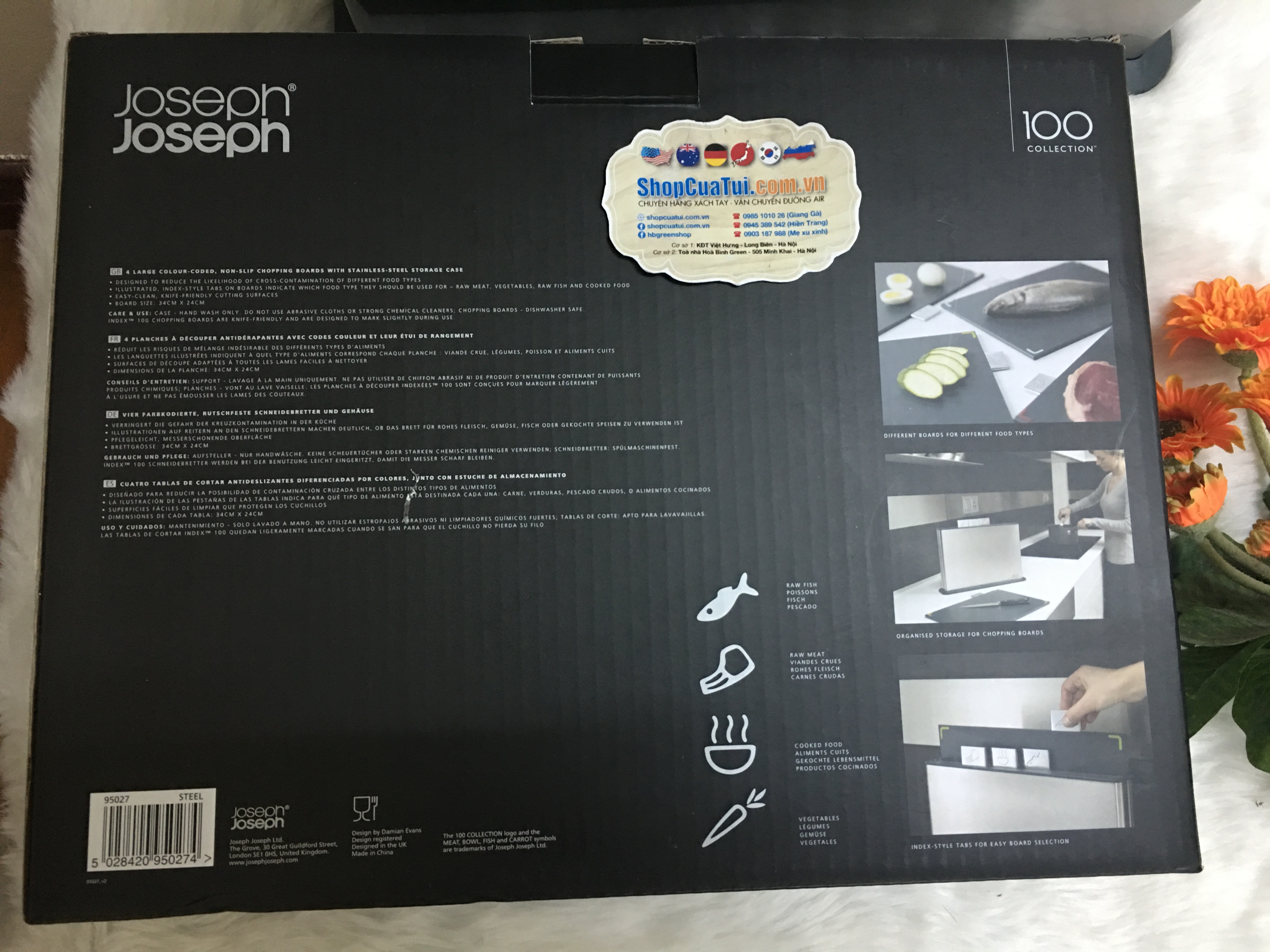 Bộ thớt bằng inox Joseph Joseph Index