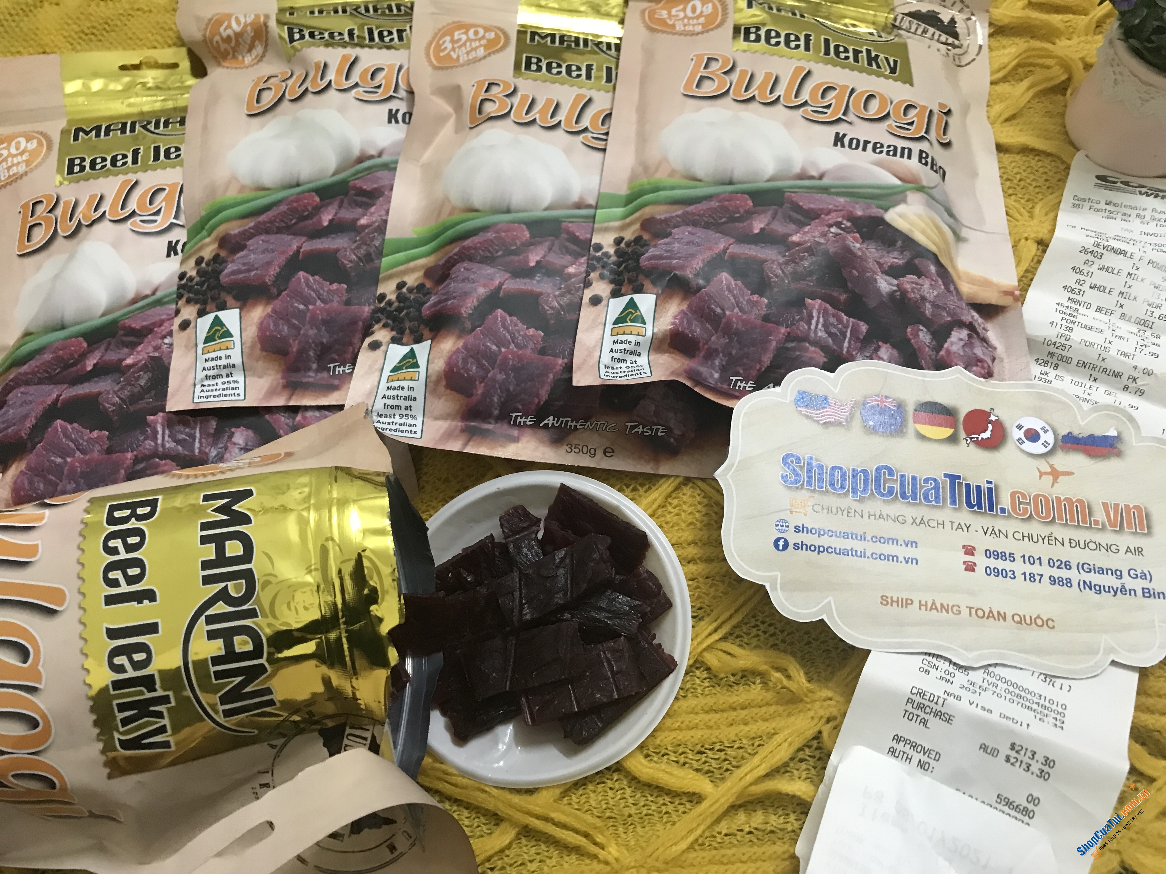 Món: Thịt bò khô Úc Mariani  Mariani Beef Jerky 100% thịt bò Úc 350g