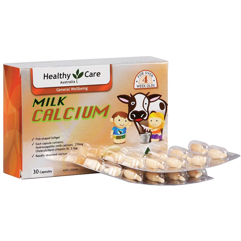 Healthy Care Kids Milk Calcium Blister 30 Pack - Bổ sung Canxi cho trẻ