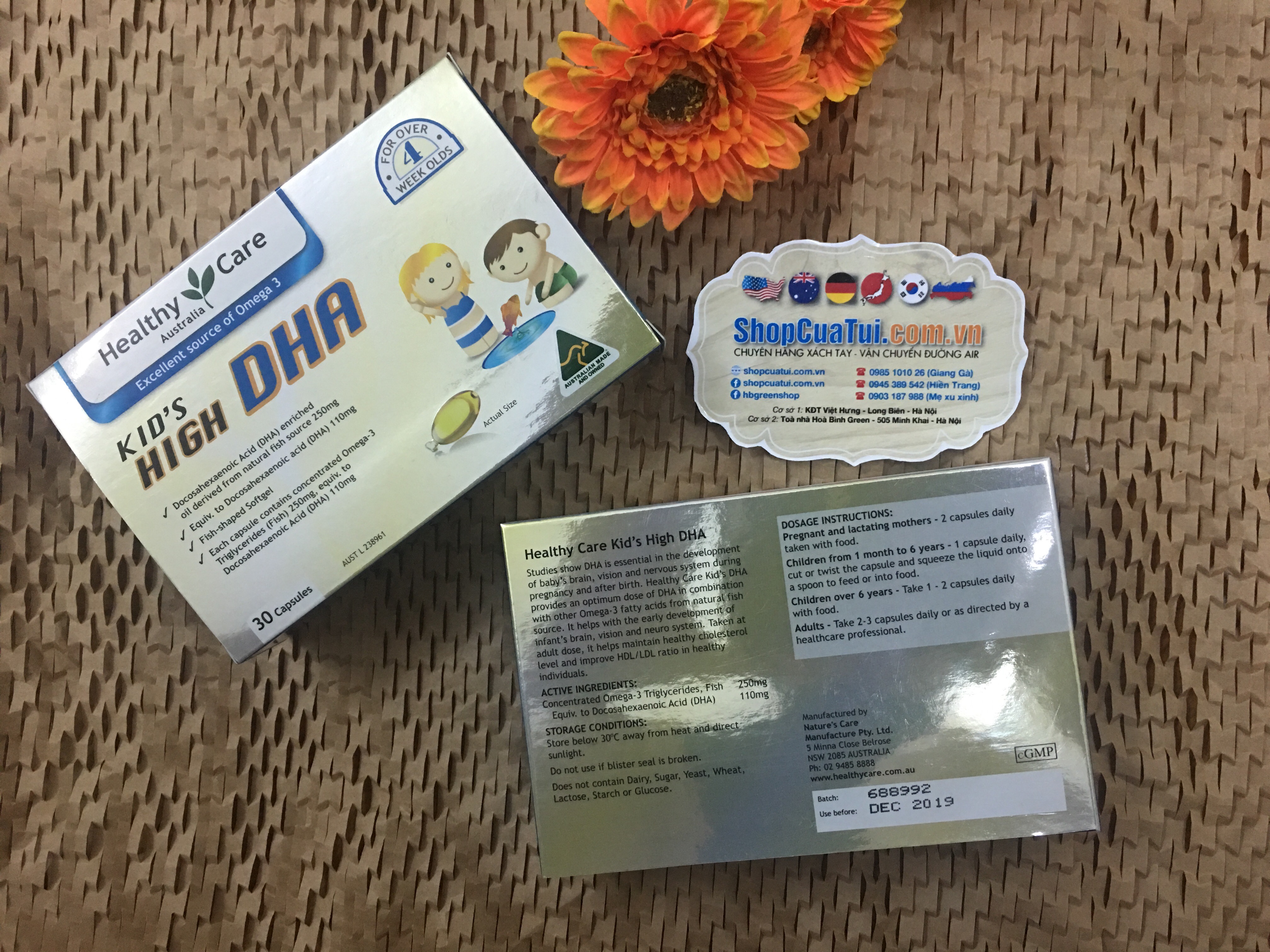 Healthy Care Kids High DHA Blister 30 Pack - bổ sung DHA cho trẻ từ 1 tháng tuổi