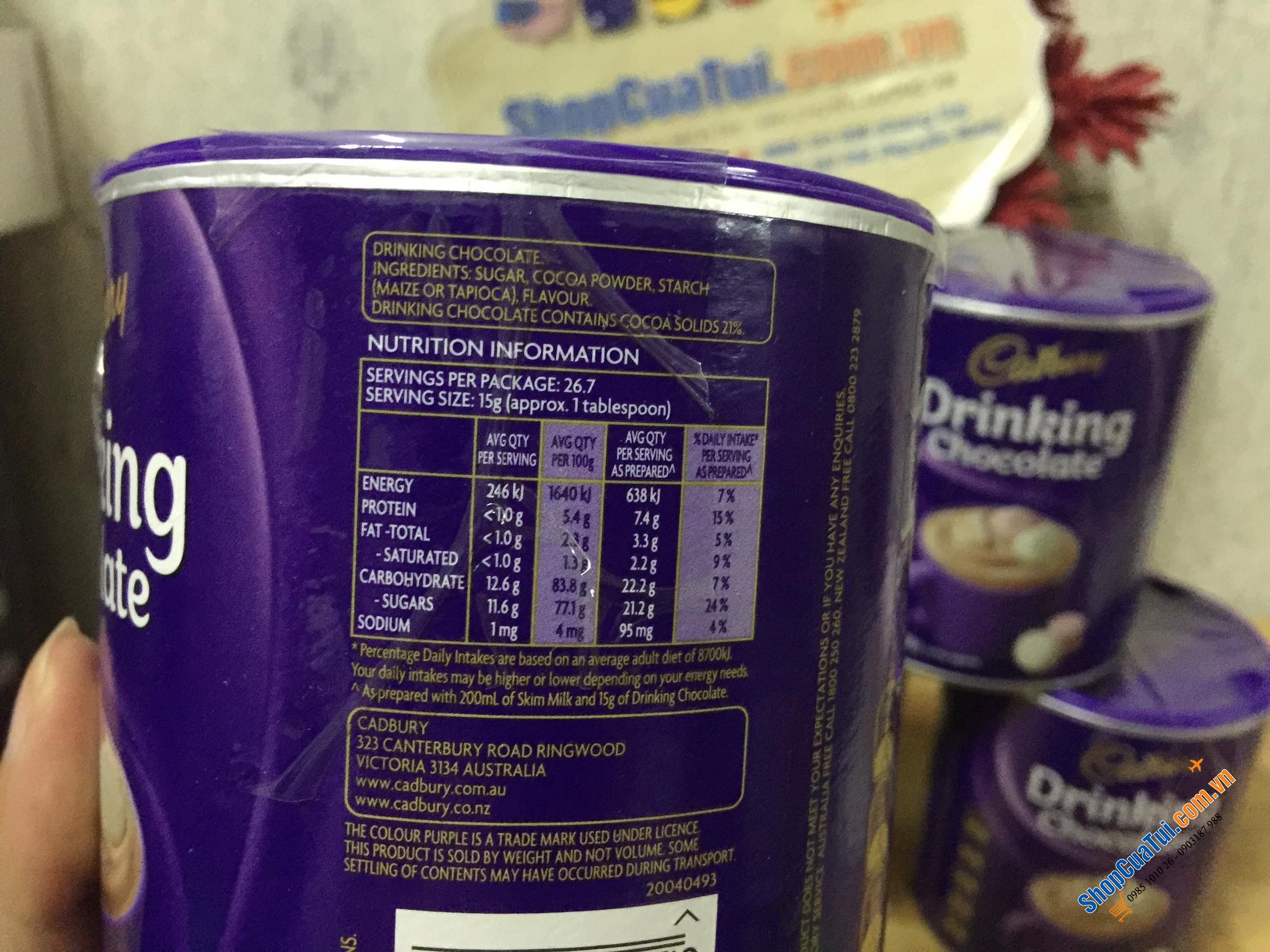 Cadbury Dringking Chocolate  - Socola dạng bột uống liền 400g