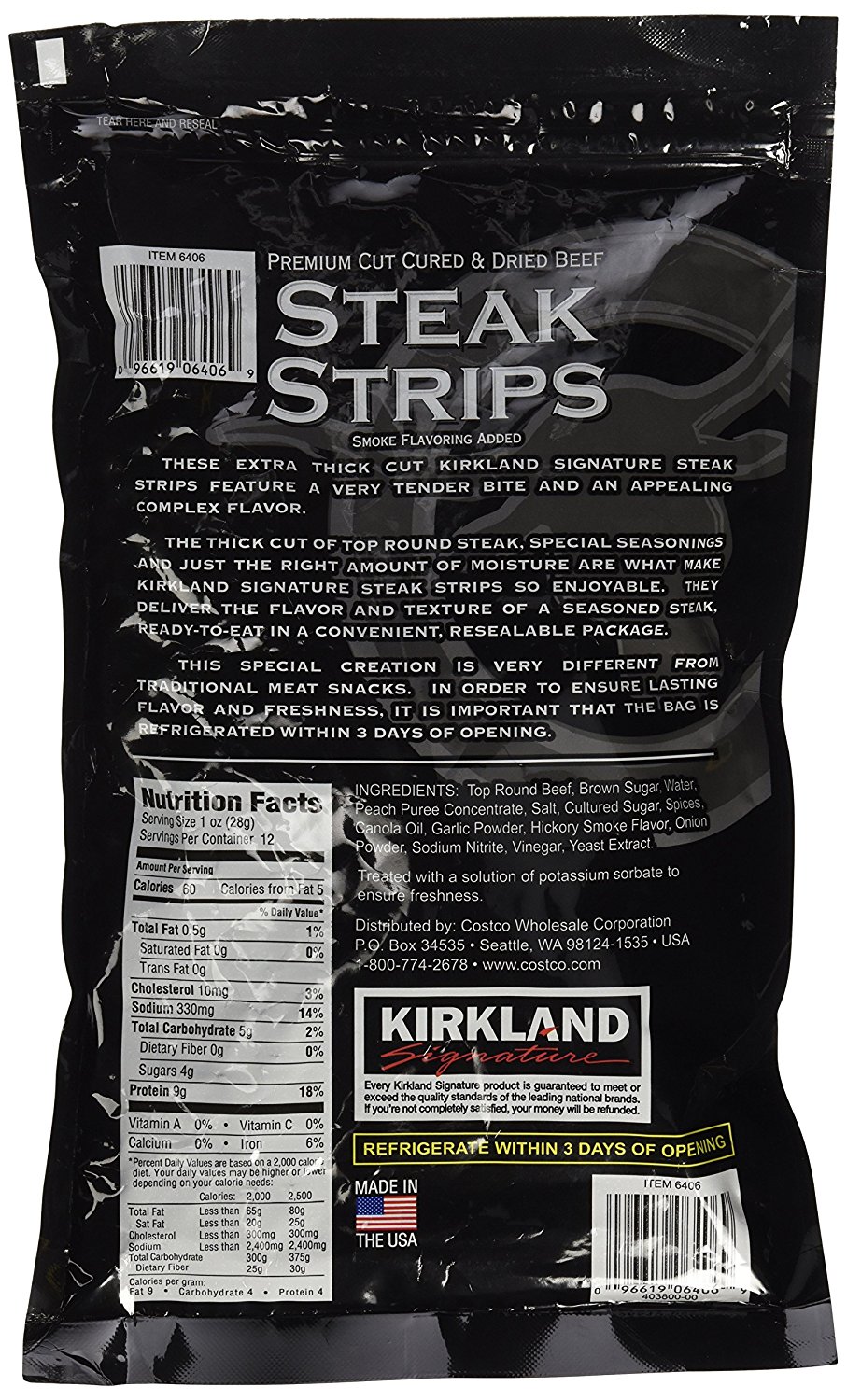 Thịt Bò khô Kirkland Signature™ Steak Strips Extra Thick Cut (12oz-340g)