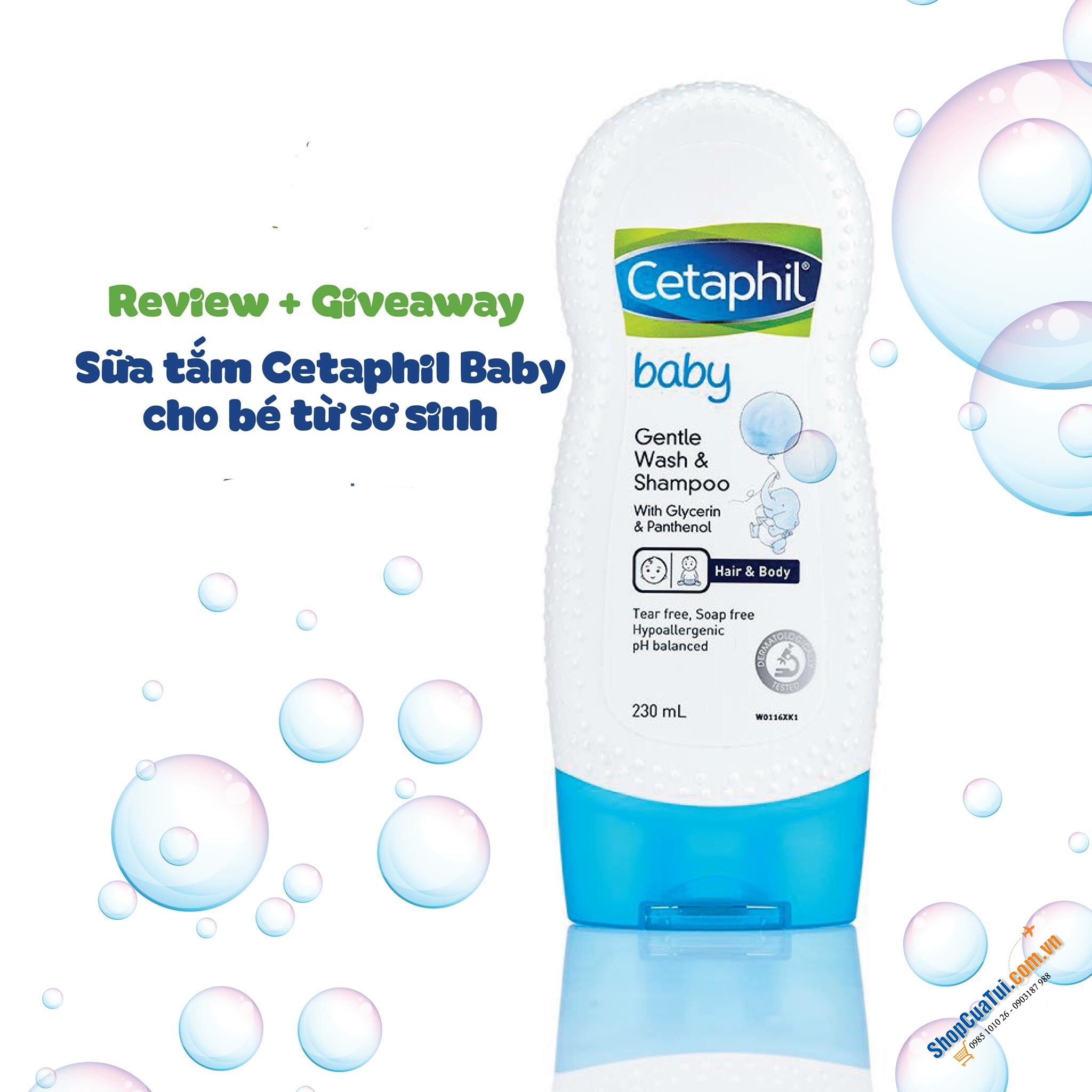 Sữa Tắm Gội Toàn Thân Cho Bé Cetaphil Baby Gentle Wash & Shampoo 230ml Úc